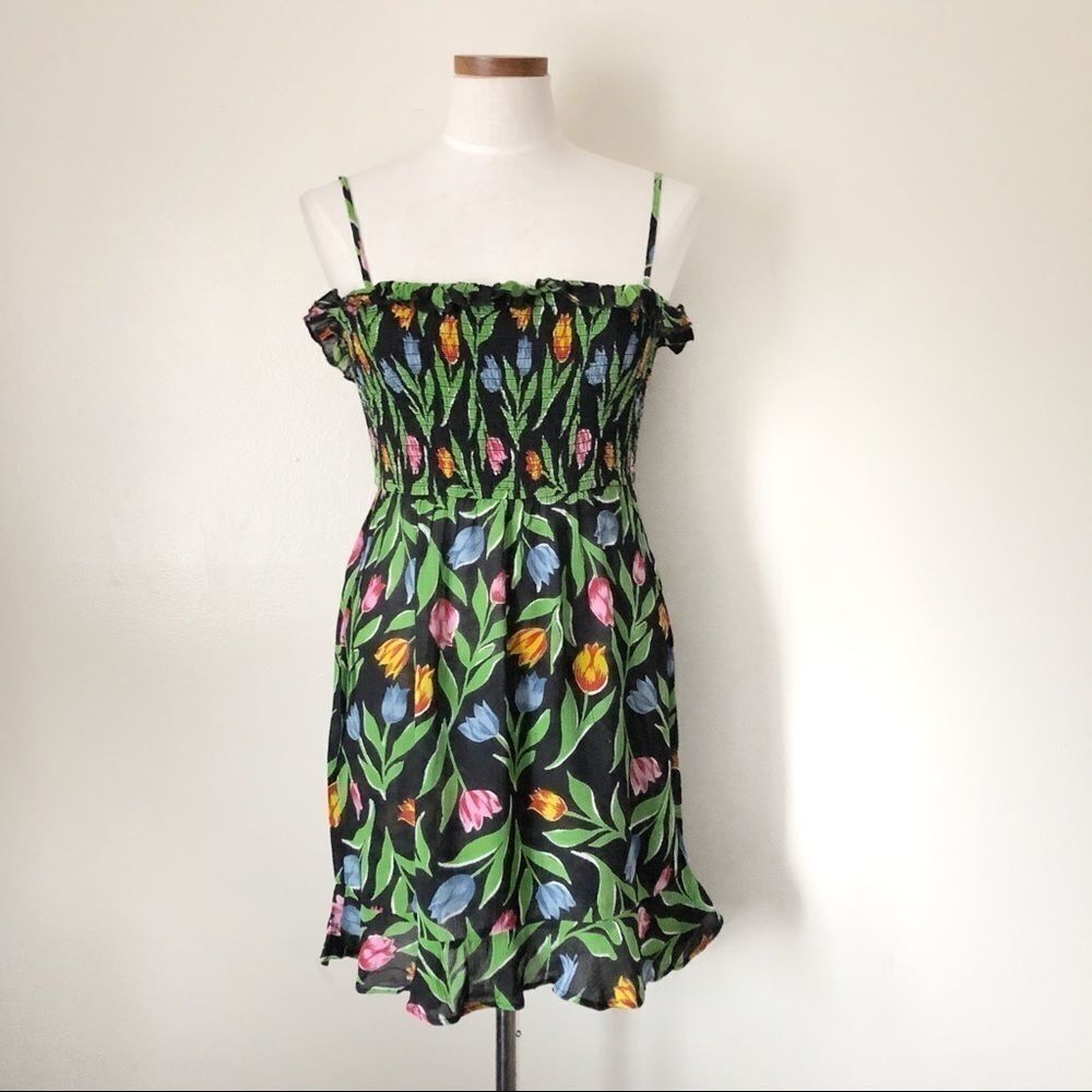 Urban Outfitters Green Floral Smock Mini dress - Picture 2 of 6